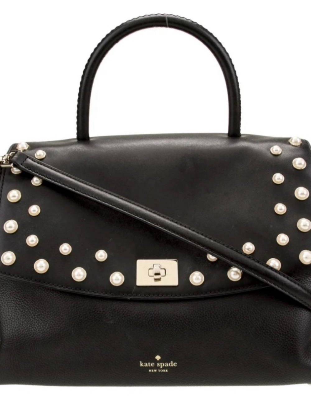 kate spade Black Pearl-Embellished Top Handle Satchel
